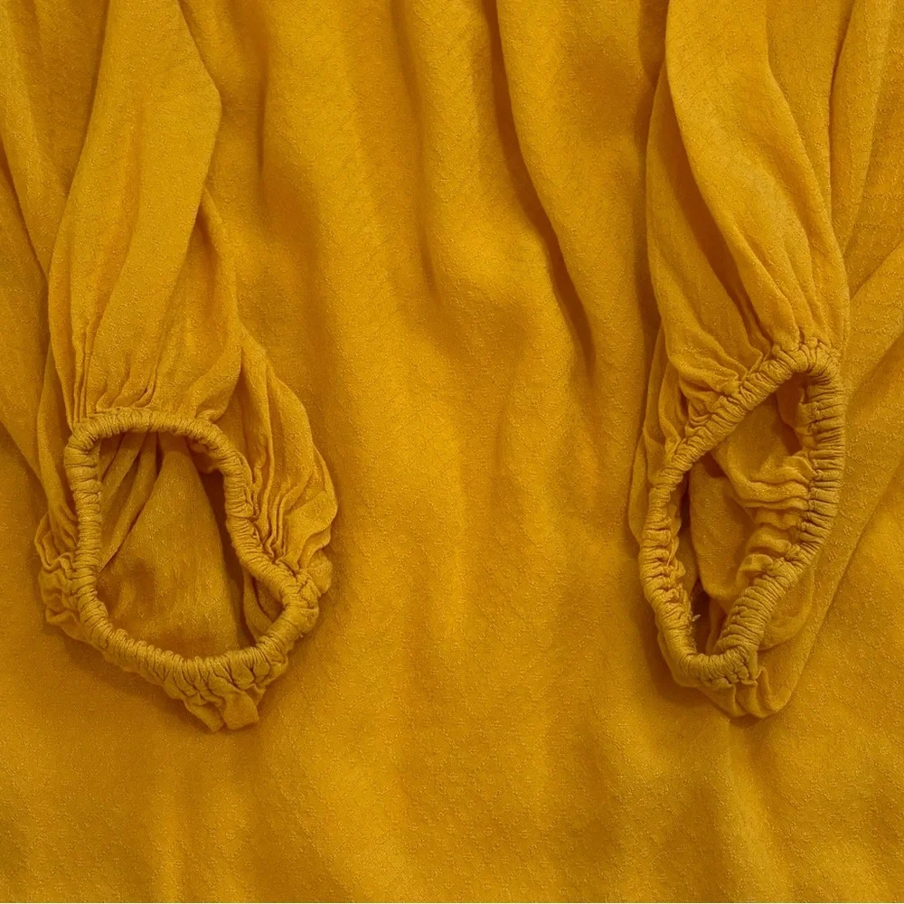 MAEVE Anthropologie Yellow Boswell Peasant Blouse Balloon Sleeve Boho V-Neck 0 - Picture 7 of 10